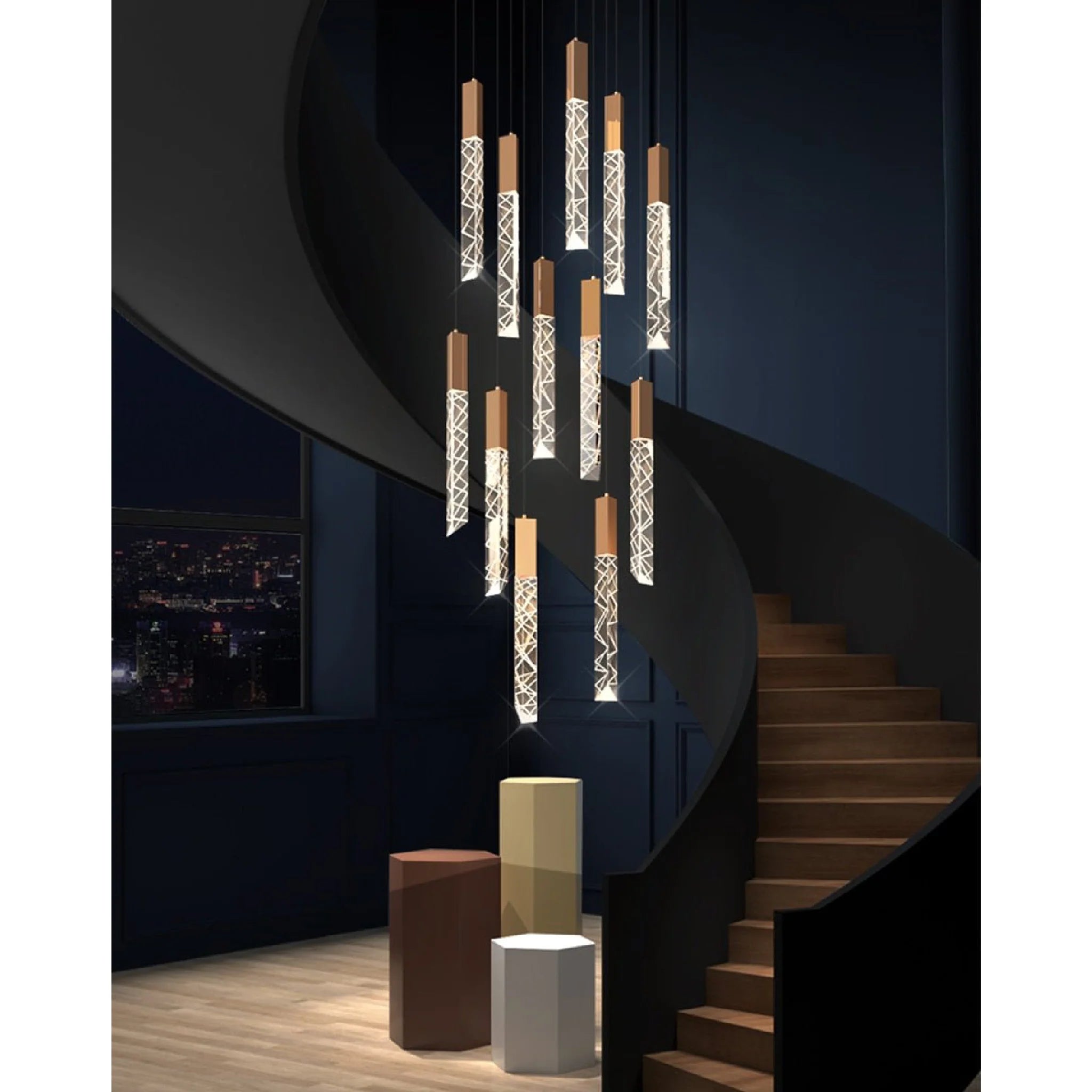 Riomaggiore | Long Staircase Crystal Chandelier