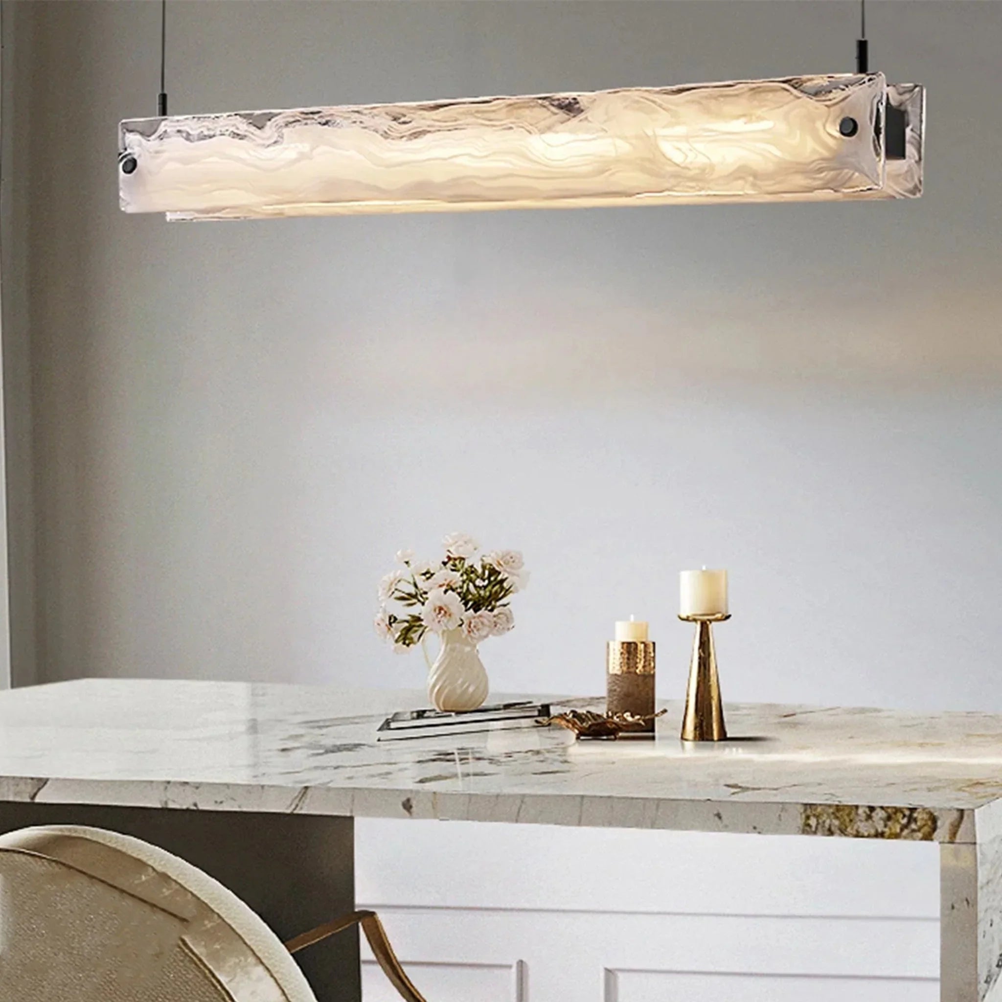Saanen | Luxury Modern Rectangle Chandelier for Kitchen Island