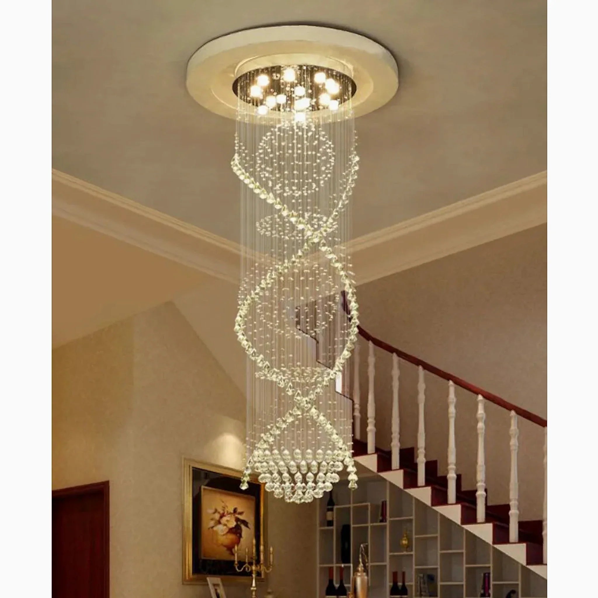 Saint-Etienne-de-Tinee | Modern Double Spiral Superdense K9 Crystal Chandelier