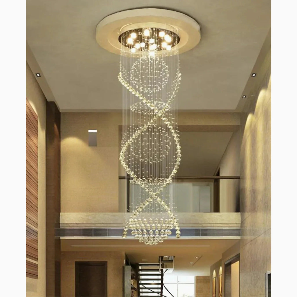Saint-Etienne-de-Tinee | Modern Double Spiral Superdense K9 Crystal Chandelier
