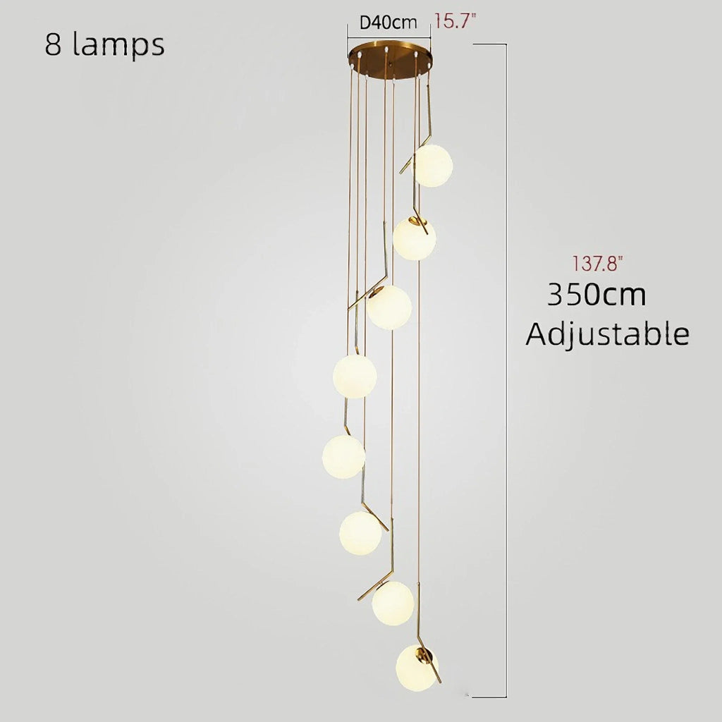 Saint-Jeannet | Duplex Spiral Pendant Chandelier For Stairway