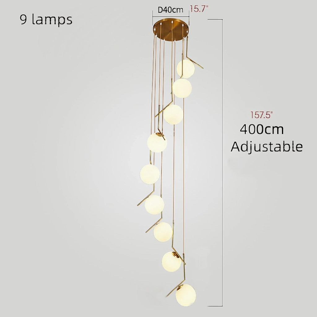 Saint-Jeannet | Duplex Spiral Pendant Chandelier For Stairway