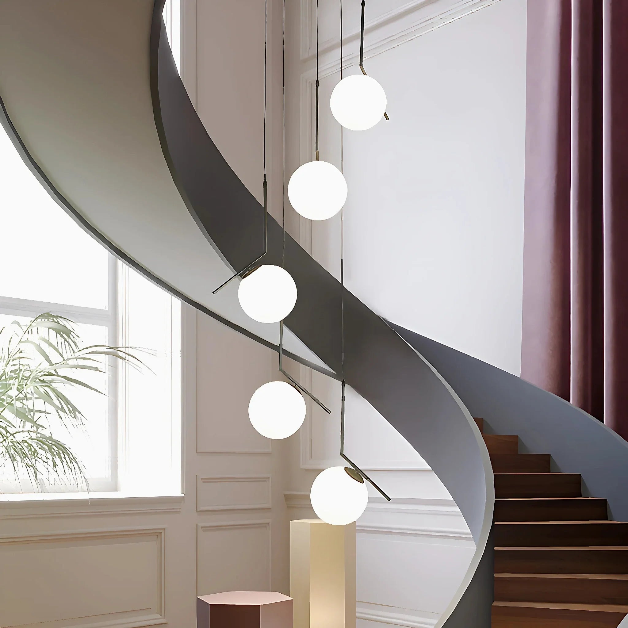 Saint-Jeannet | Duplex Spiral Pendant Chandelier For Stairway