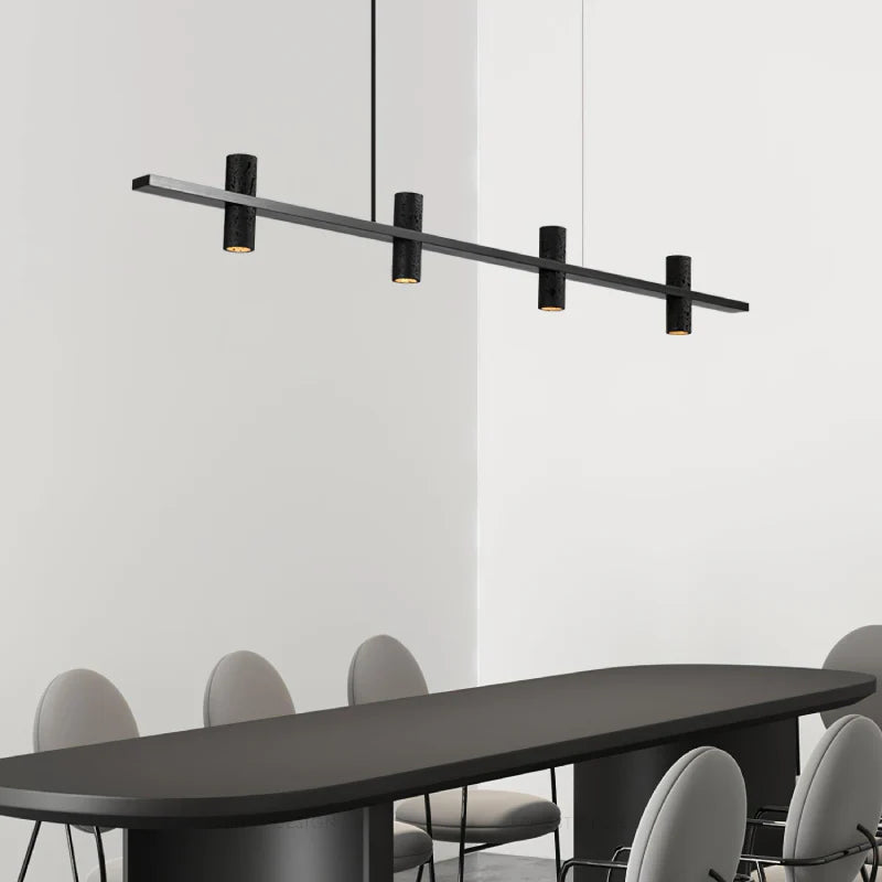 Seengen | Minimalistic Modern Black Copper Stone Chandelier