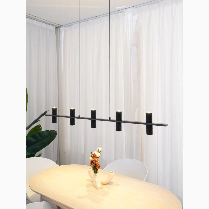 Seengen | Minimalistic Modern Black Copper Stone Chandelier