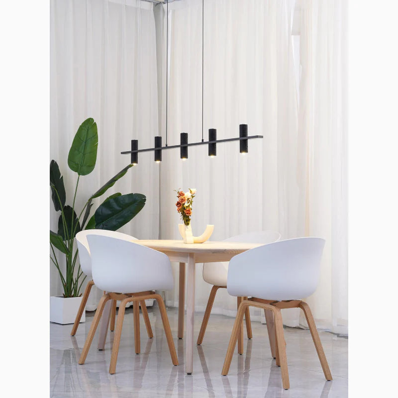 Seengen | Minimalistic Modern Black Copper Stone Chandelier