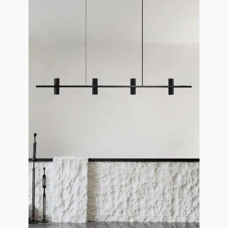 Seengen | Minimalistic Modern Black Copper Stone Chandelier
