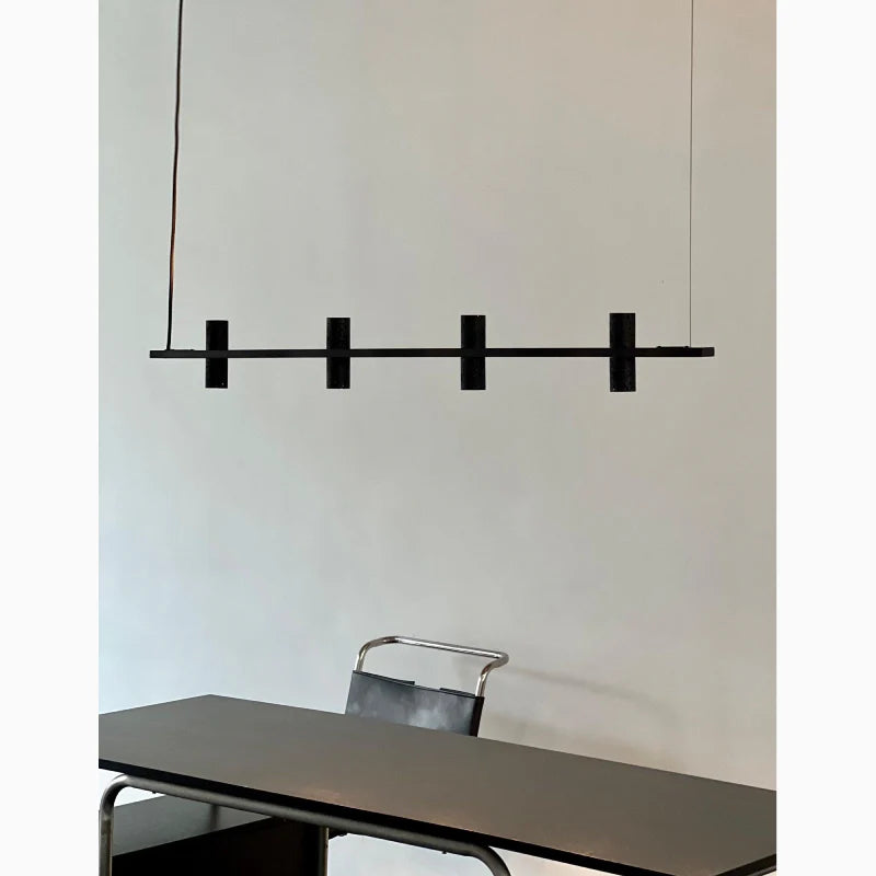 Seengen | Minimalistic Modern Black Copper Stone Chandelier