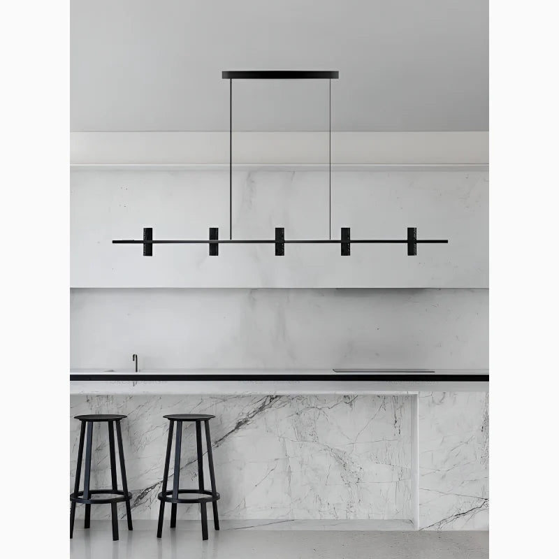 Seengen | Minimalistic Modern Black Copper Stone Chandelier