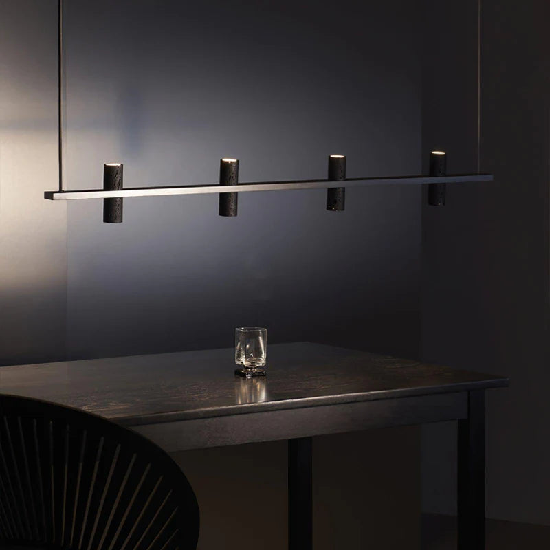 Seengen | Minimalistic Modern Black Copper Stone Chandelier