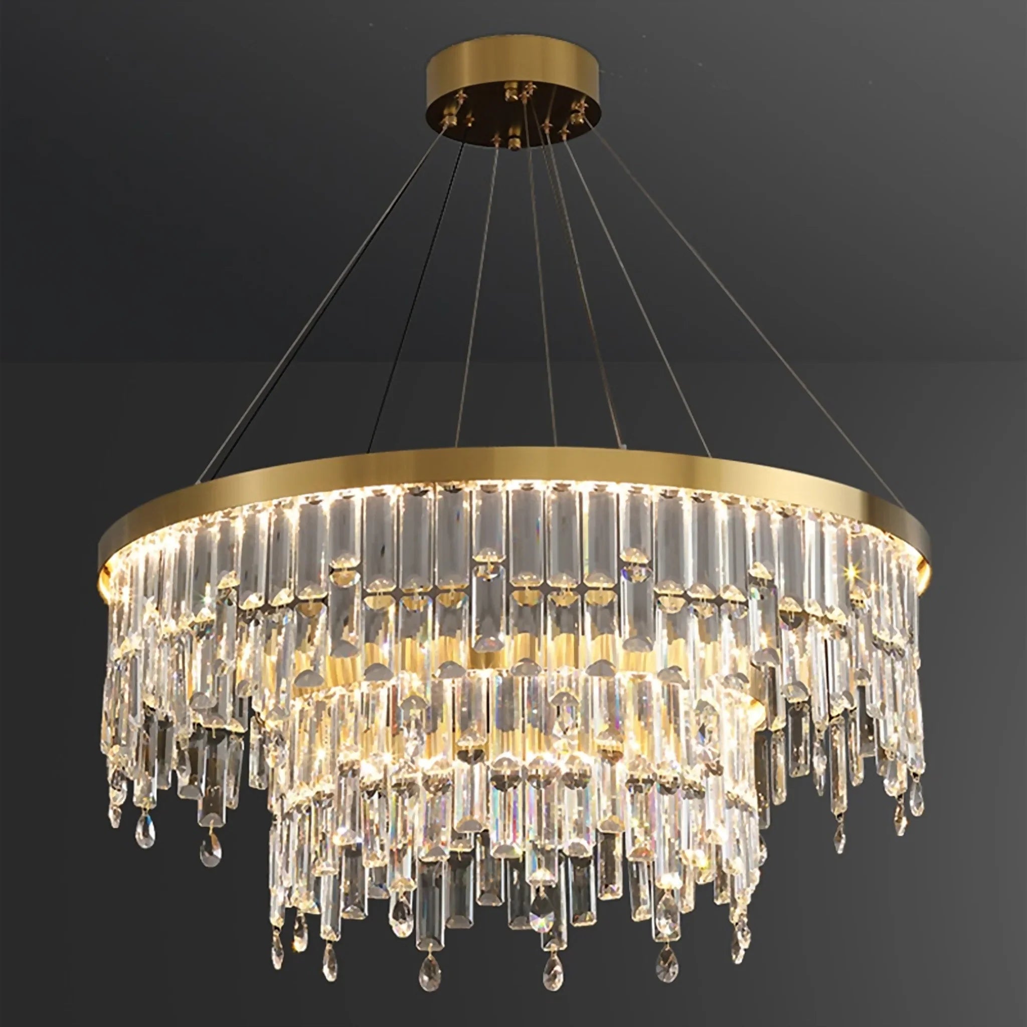 Sospel | Aristocratic Gold Ring Large Crystal Chandelier