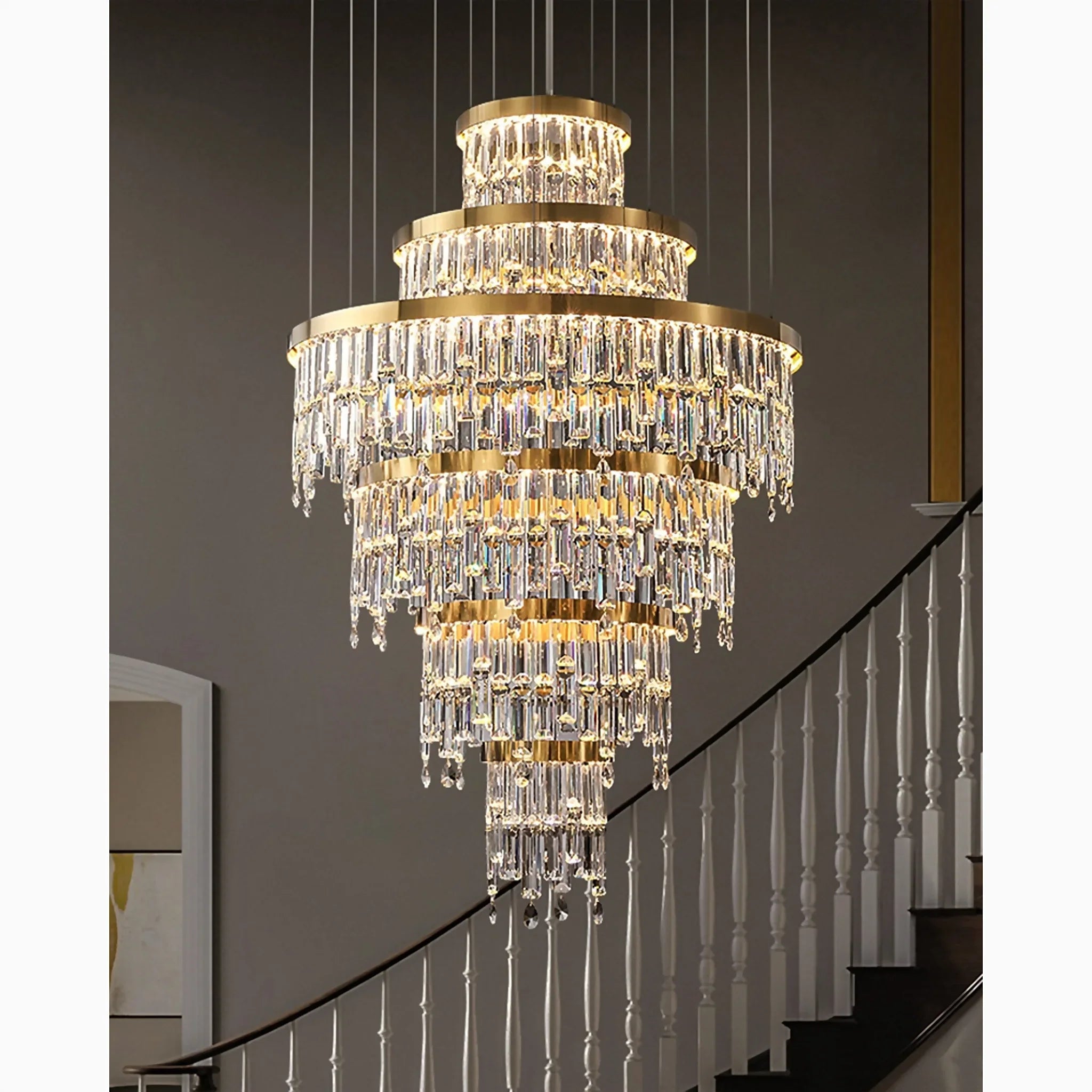 Sospel | Aristocratic Gold Ring Large Crystal Chandelier