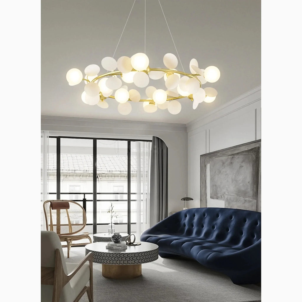St. Moritz | Sleek Gold Glass Ceiling Chandelier