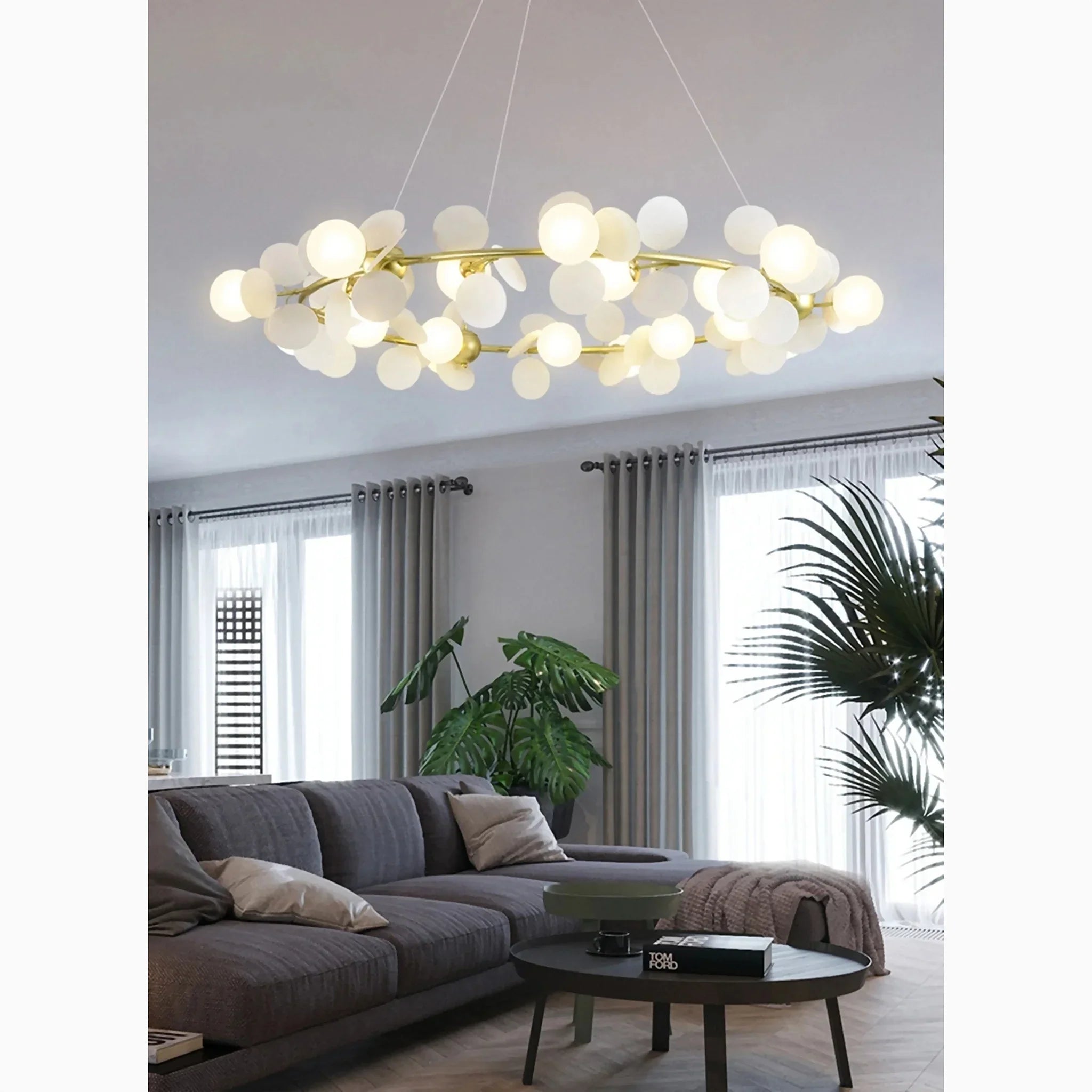 St. Moritz | Sleek Gold Glass Ceiling Chandelier