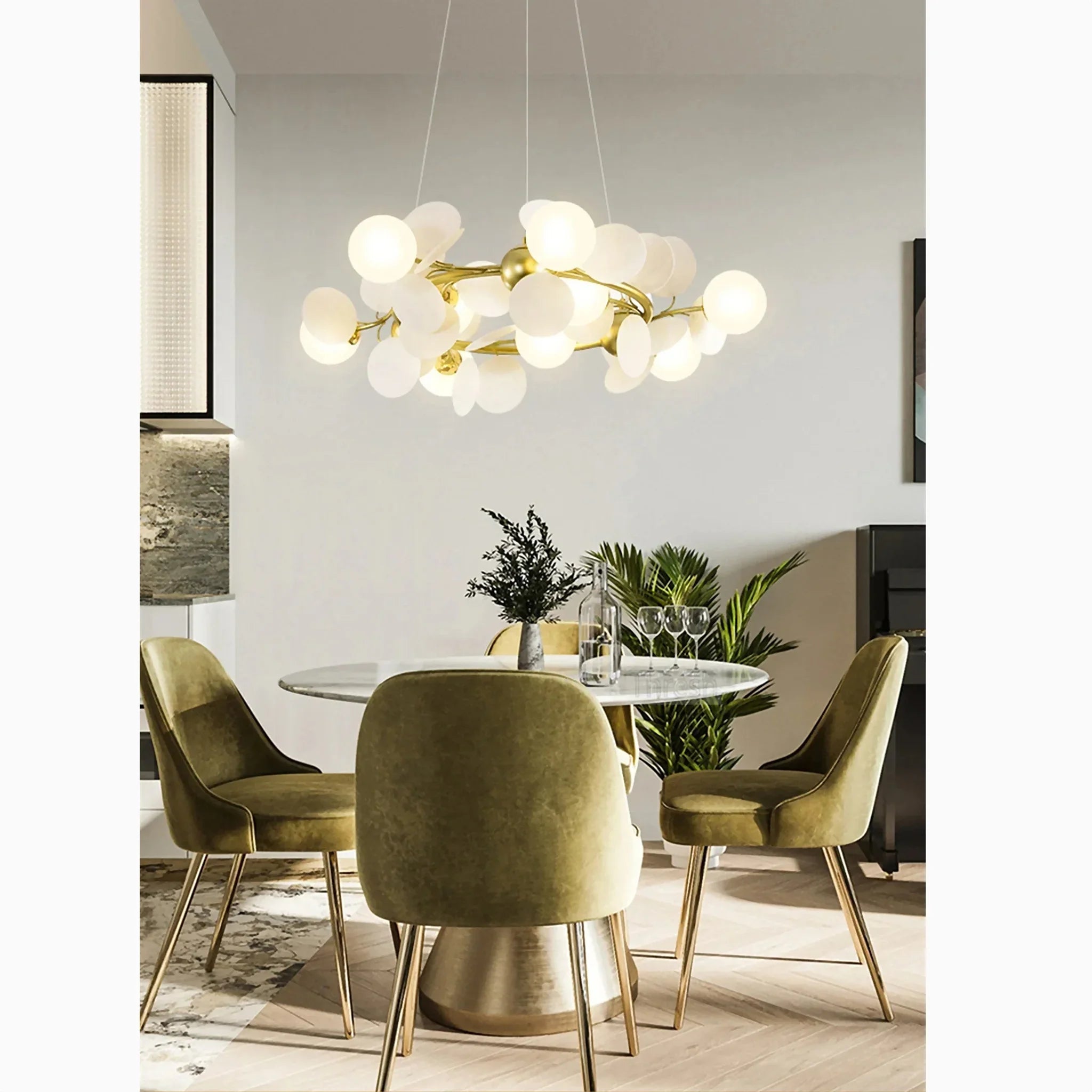 St. Moritz | Sleek Gold Glass Ceiling Chandelier