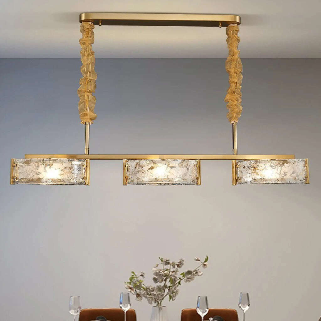 Tongeren | Gold Long Art Glass 3 Head Design Creative Led Luxury Chandelier