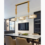 Tongeren | Gold Long Art Glass 3 Head Design Creative Led Luxury Chandelier