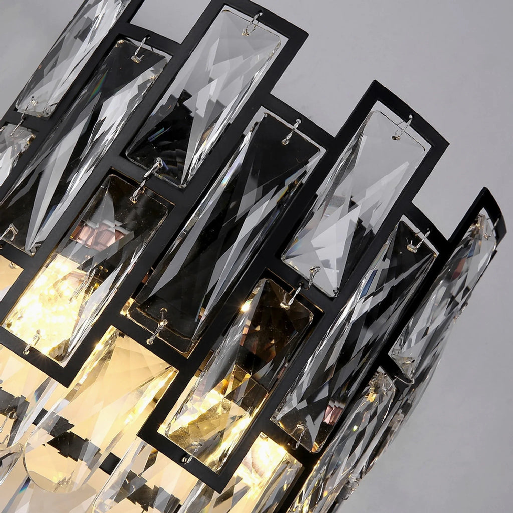 Elegant Wall Sconce With Black Crystals