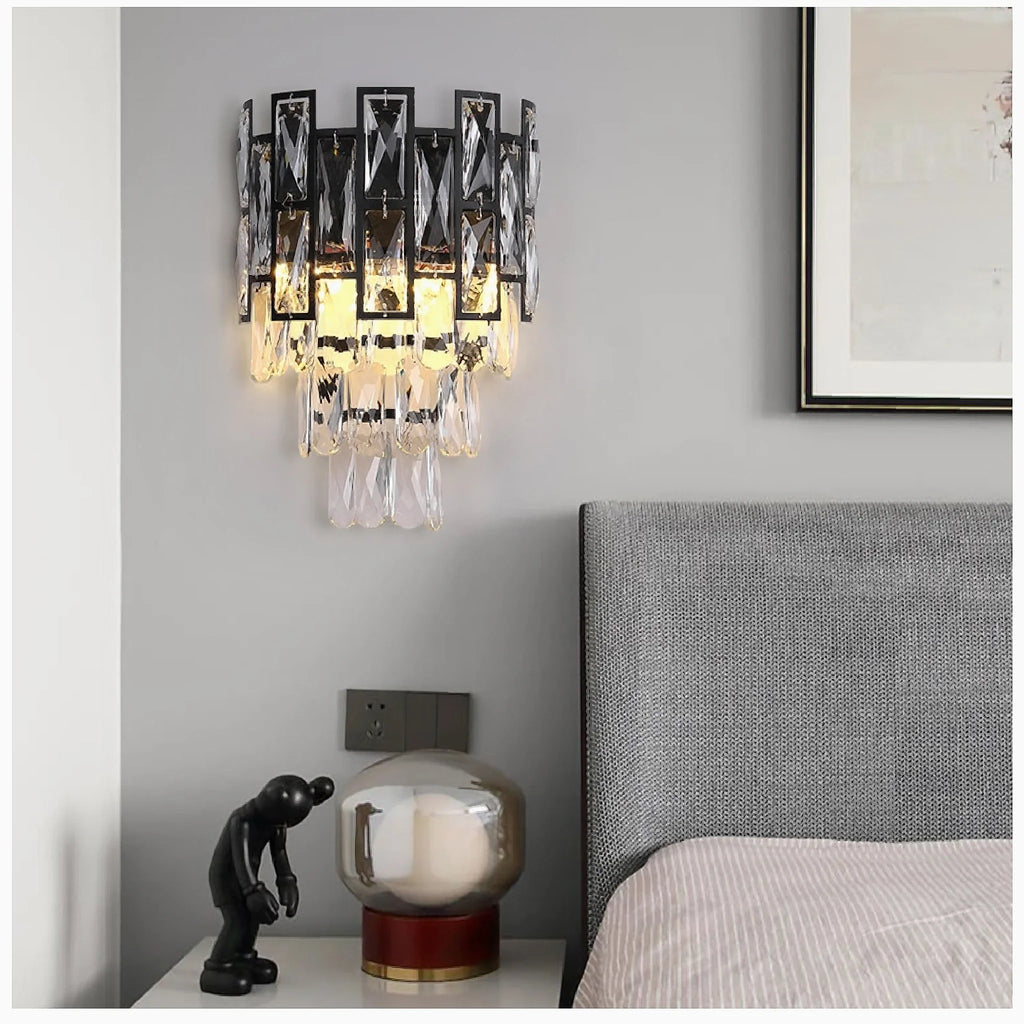 Elegant Wall Sconce With Black Crystals