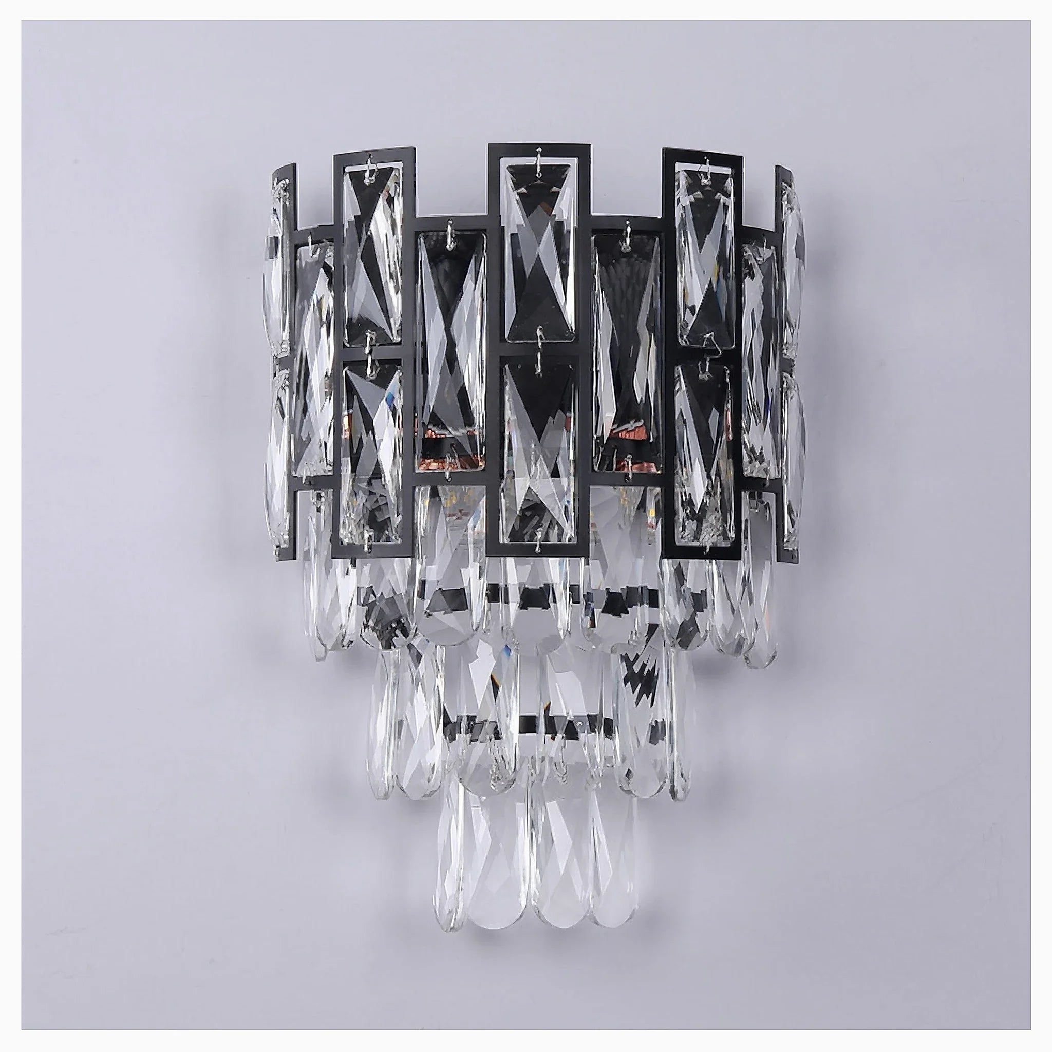 Elegant Wall Sconce With Black Crystals