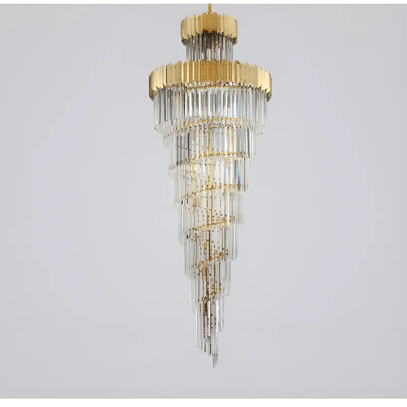 Trinite | Exclusive Long Gold Modern Crystal Chandelier