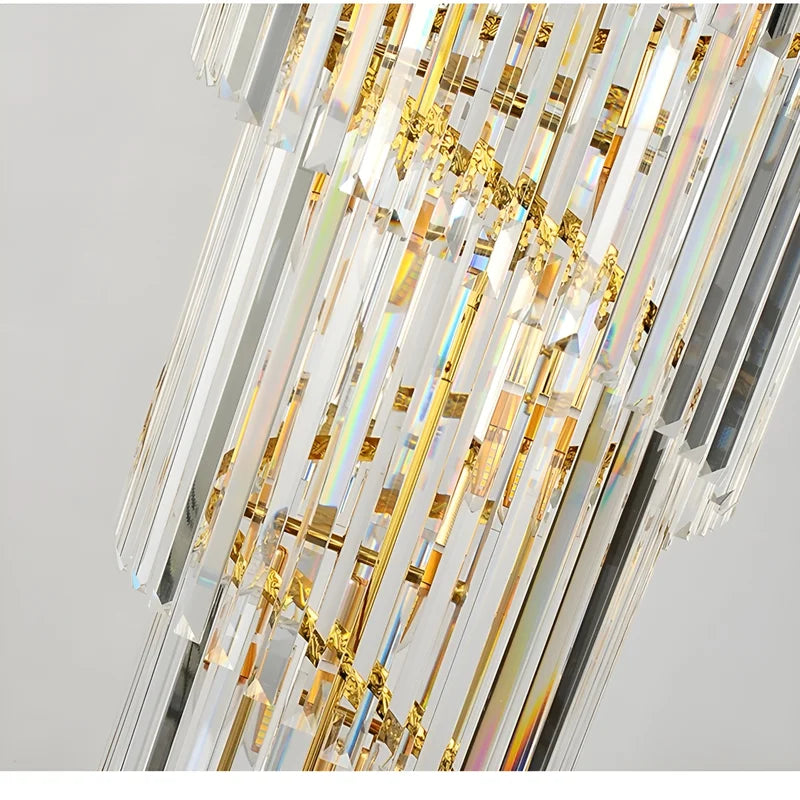 Trinite | Exclusive Long Gold Modern Crystal Chandelier