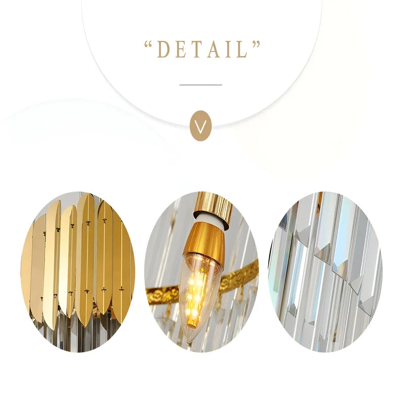 Trinite | Exclusive Long Gold Modern Crystal Chandelier