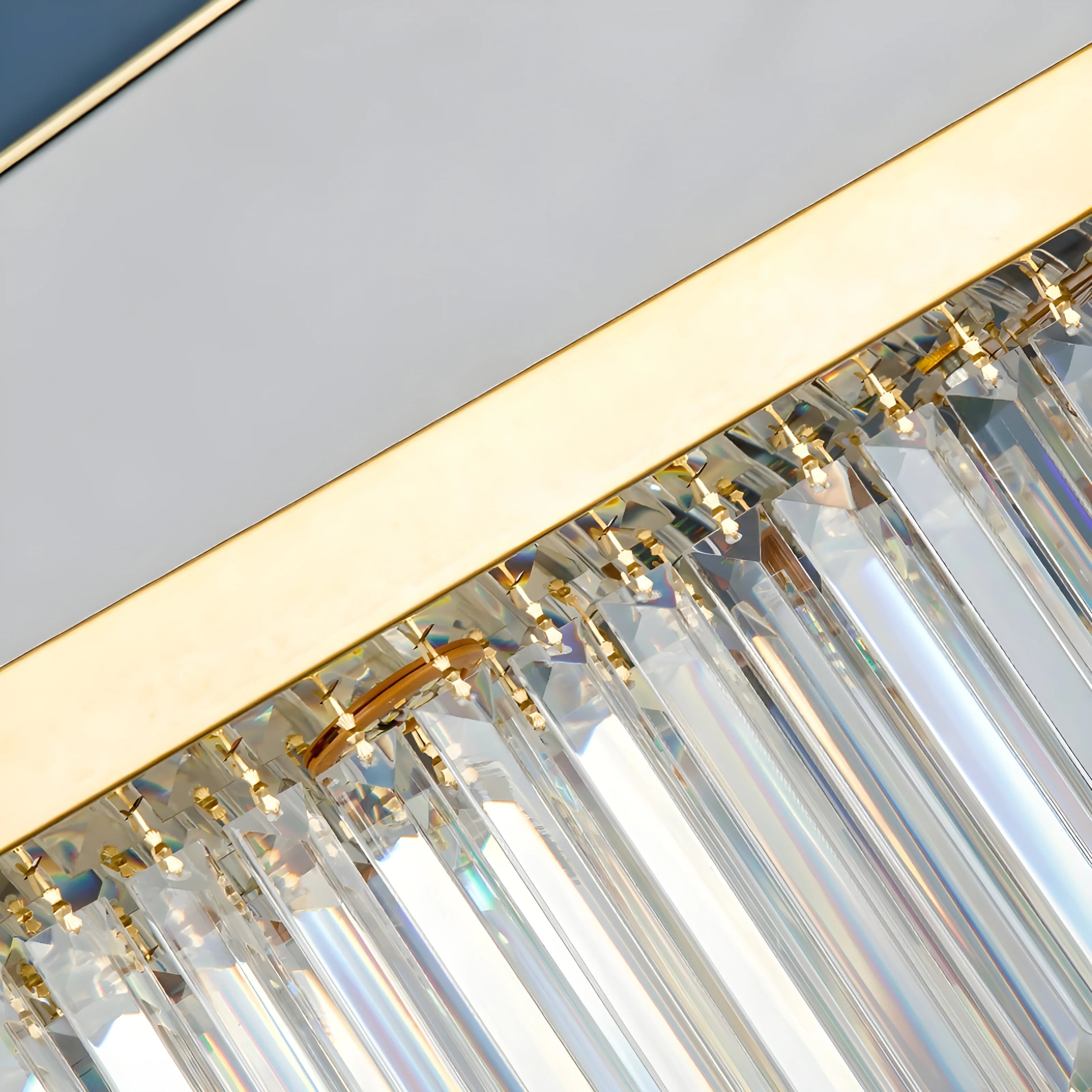 Urbe | Gold and Chrome Crystal Rectangle Chandelier for Dining Room