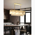Urbe | Gold and Chrome Crystal Rectangle Chandelier for Dining Room