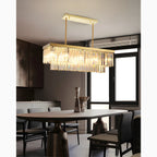 Urbe | Gold and Chrome Crystal Rectangle Chandelier for Dining Room