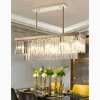 Urbe | Gold and Chrome Crystal Rectangle Chandelier for Dining Room