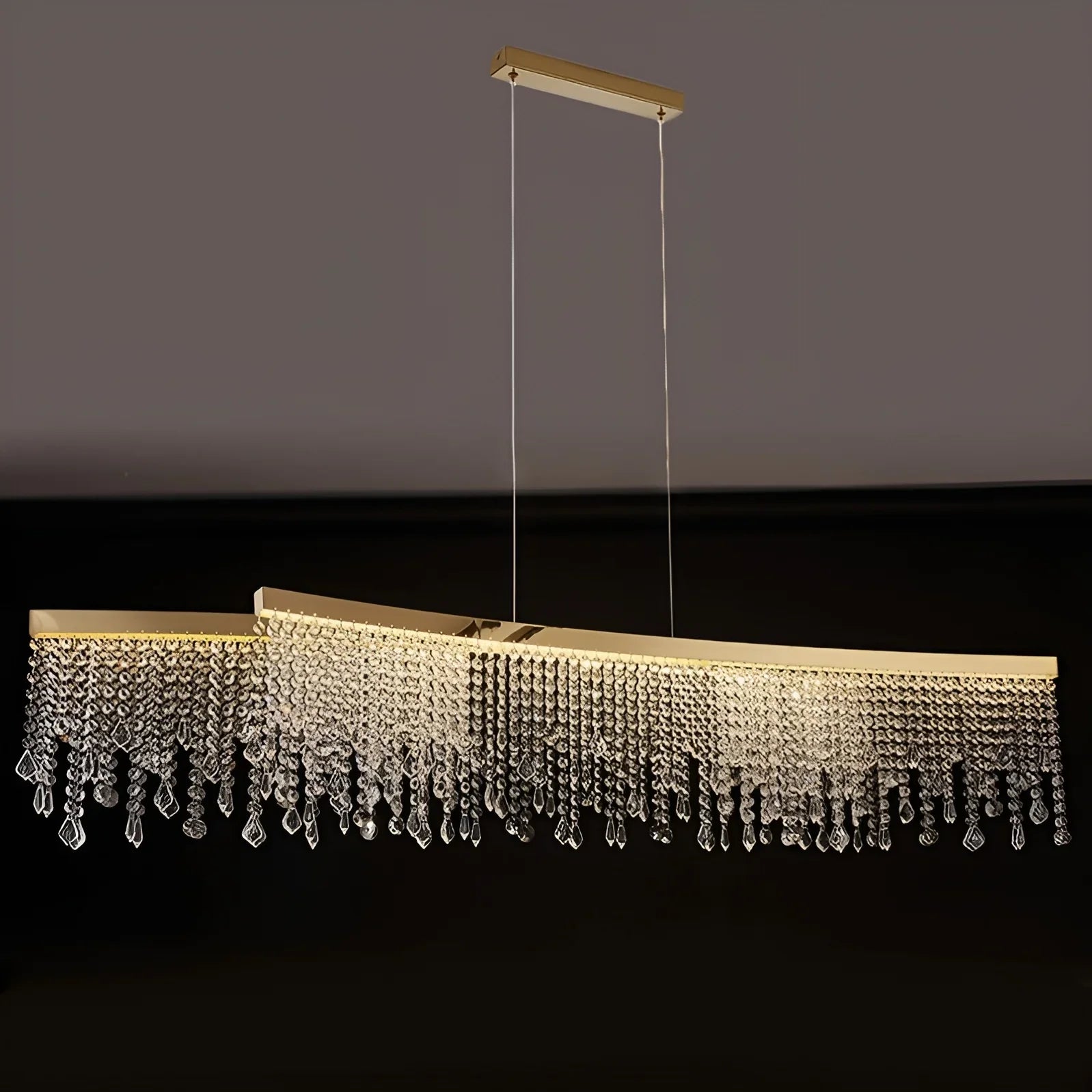 Vado Ligure | Modern Gold Crystal Ceiling Chandelier for Dining Room