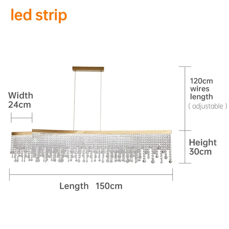 Vado Ligure | Modern Gold Crystal Ceiling Chandelier for Dining Room