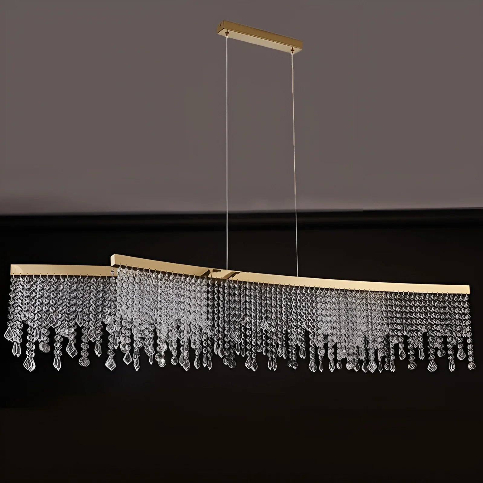 Vado Ligure | Modern Gold Crystal Ceiling Chandelier for Dining Room