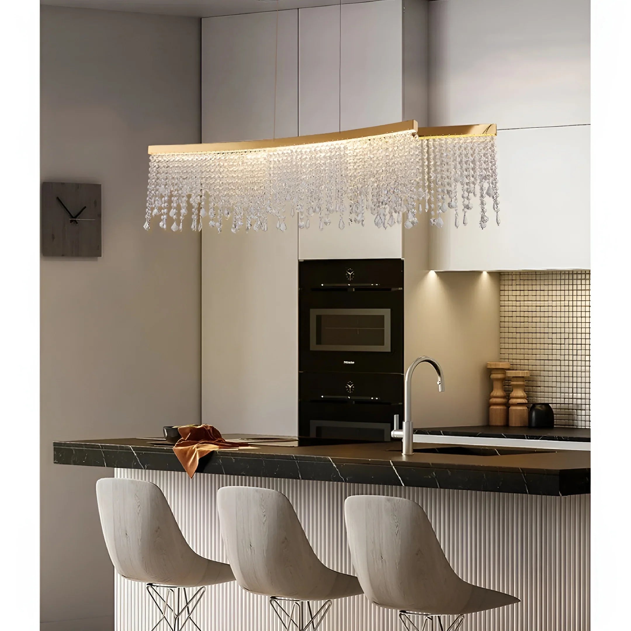 Vado Ligure | Modern Gold Crystal Ceiling Chandelier for Dining Room