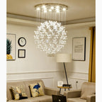 Spherical Ceiling Chandelier with Butterfly Crystals