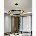 Creative Modern Black/Gold Circular Chandelier for Living Room