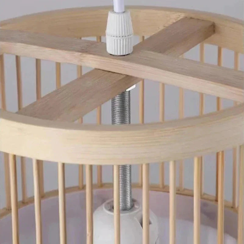 Ypres | Creative Drum Japanese Chandelier made of Bamboo and Silk for Bedroom