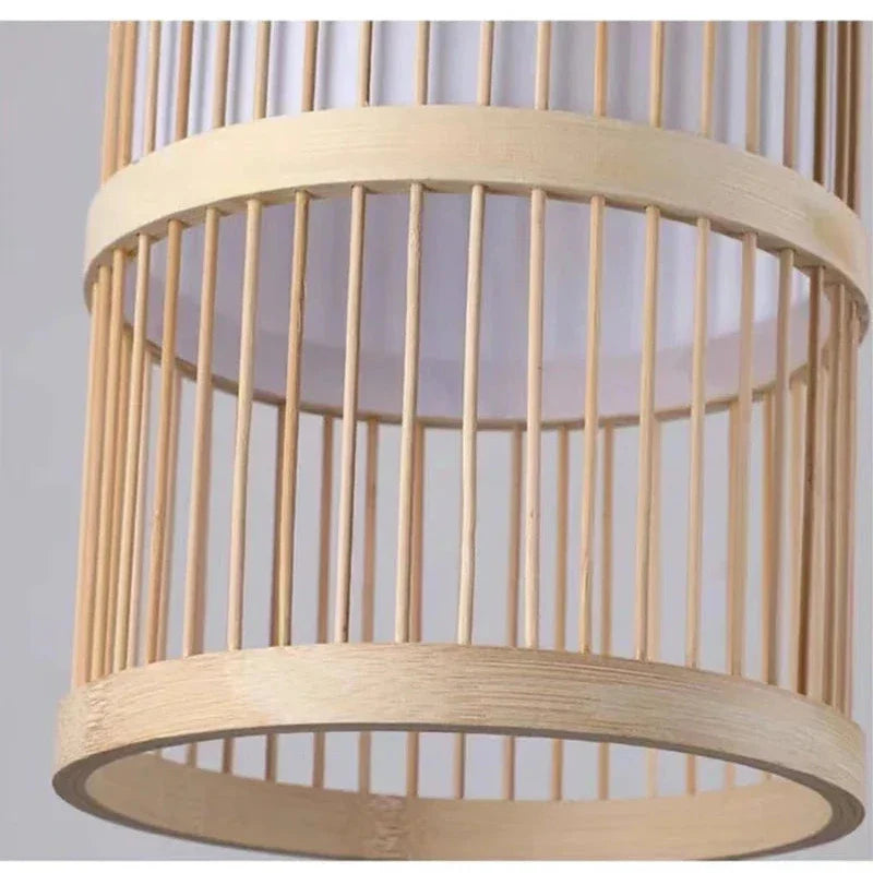 Ypres | Creative Drum Japanese Chandelier made of Bamboo and Silk for Bedroom