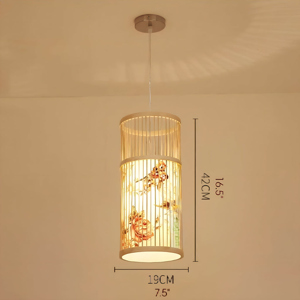 Ypres | Creative Drum Japanese Chandelier made of Bamboo and Silk for Bedroom