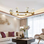 Zagarise | Circle/Linear Diamond Crystal Chandelier for Bedroom