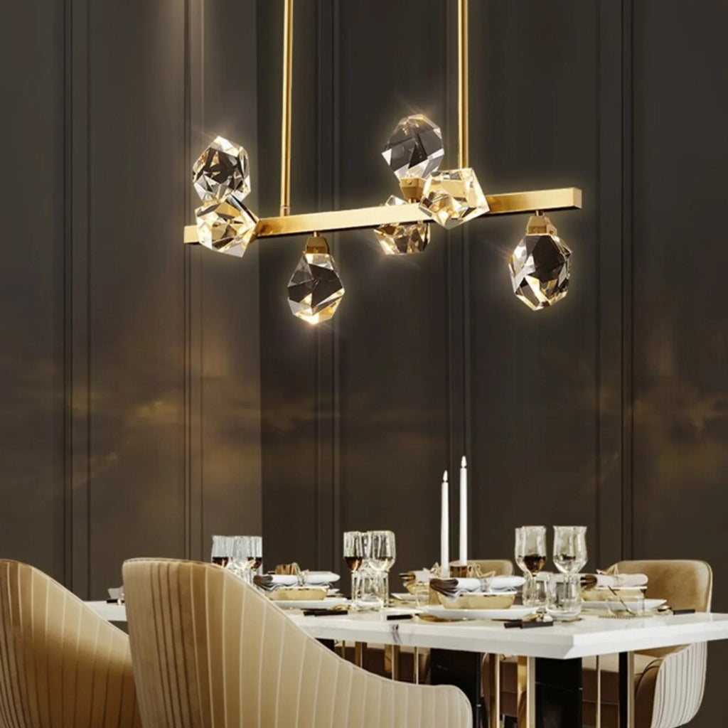 Zagarise | Circle/Linear Diamond Crystal Chandelier for Bedroom