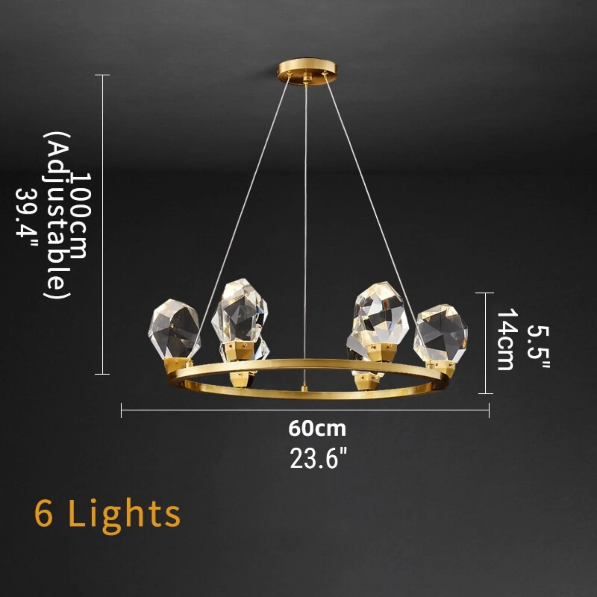 Zagarise | Circle/Linear Diamond Crystal Chandelier for Bedroom