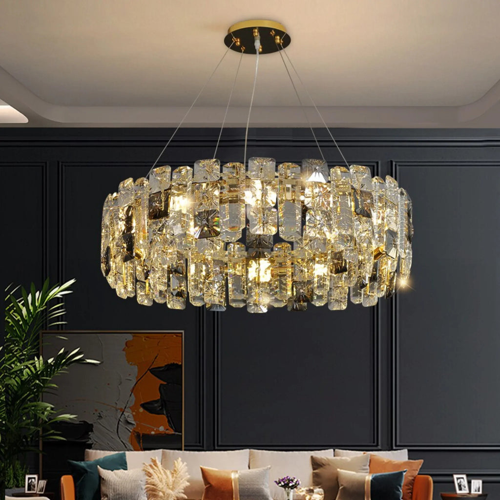Zambrone | Luxury Round Crystal Chandelier for Living Room, Dia 19.7''