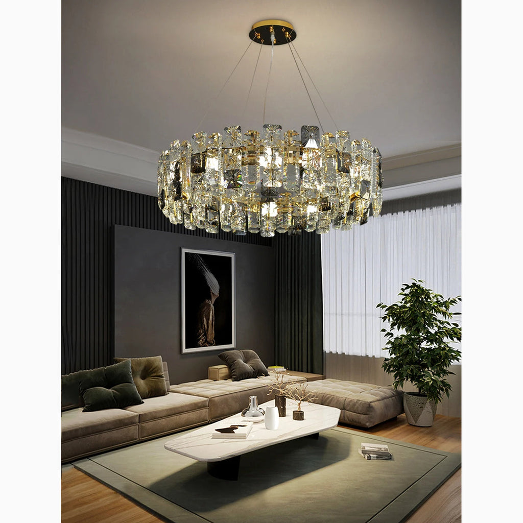 Zambrone | Luxury Round Crystal Chandelier for Living Room, Dia 19.7''