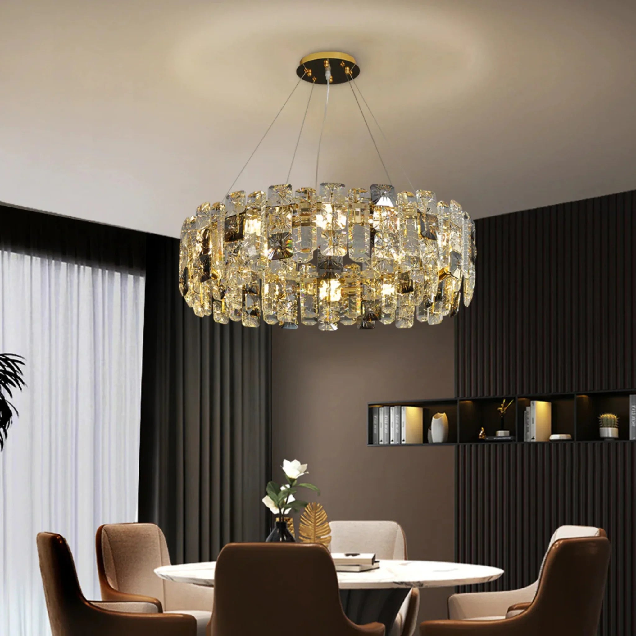Zambrone | Luxury Round Crystal Chandelier for Living Room, Dia 19.7''
