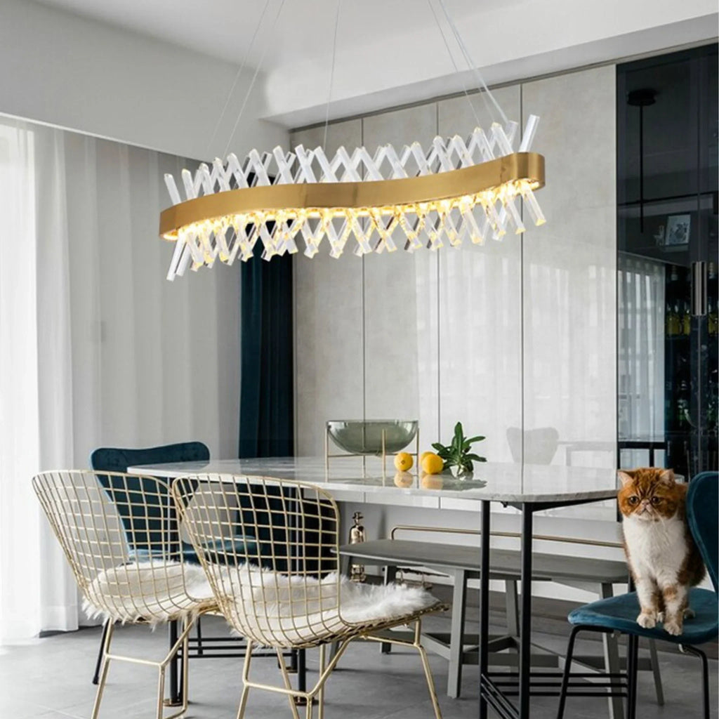 Zanica | Modern Round Gold Led Crystal Chandelier