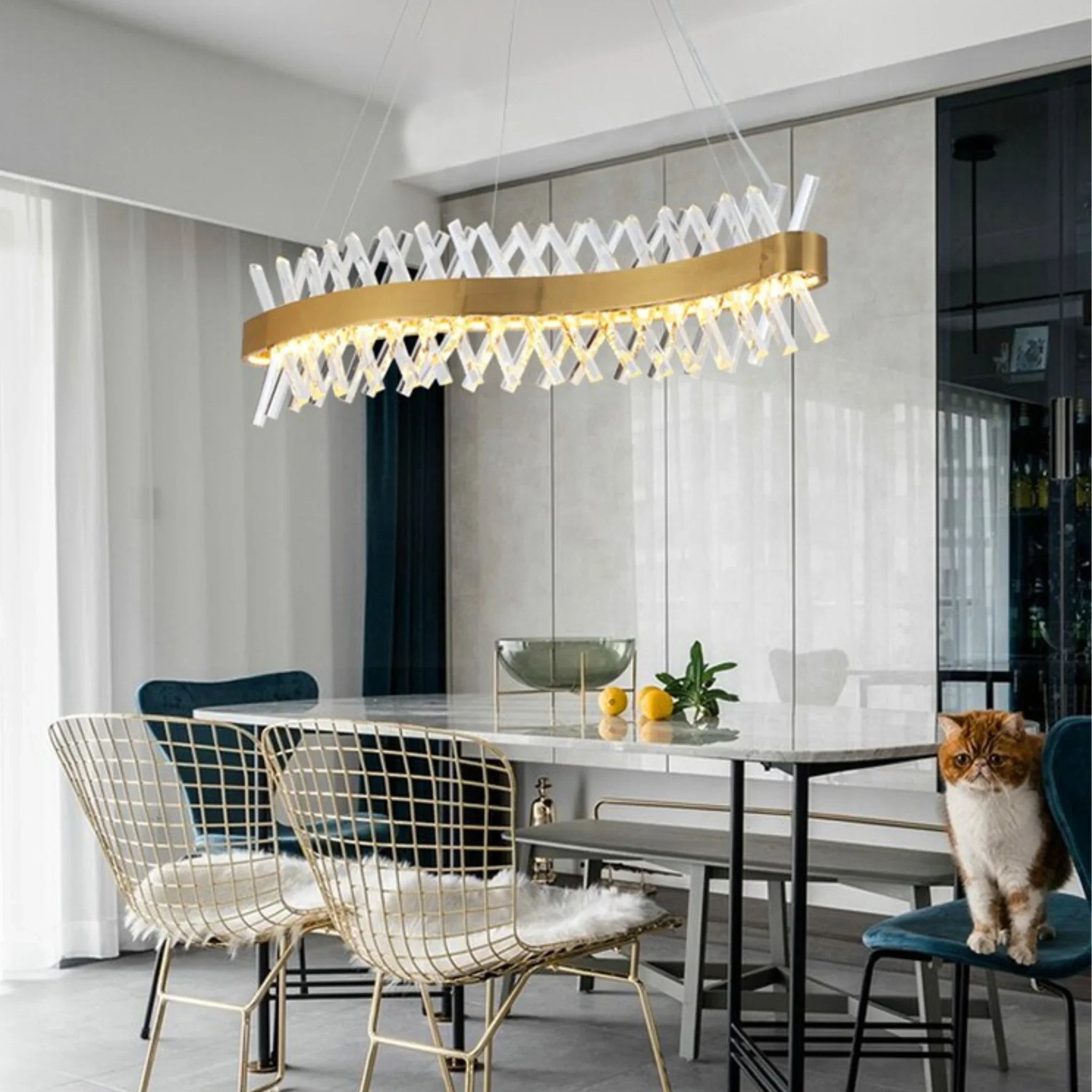 Zanica | Modern Round Gold Led Crystal Chandelier
