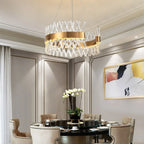 Zanica | Modern Round Gold Led Crystal Chandelier