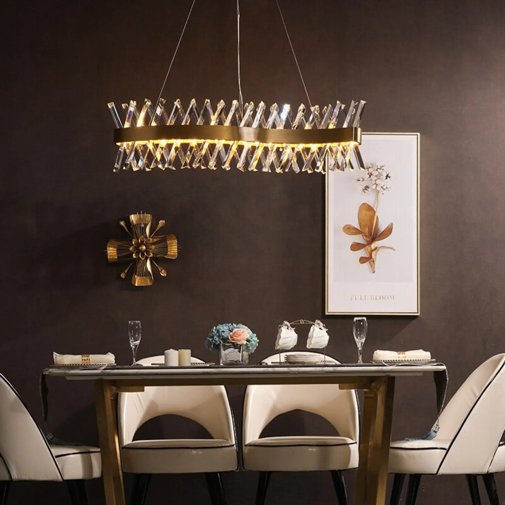 Zanica | Modern Round Gold Led Crystal Chandelier